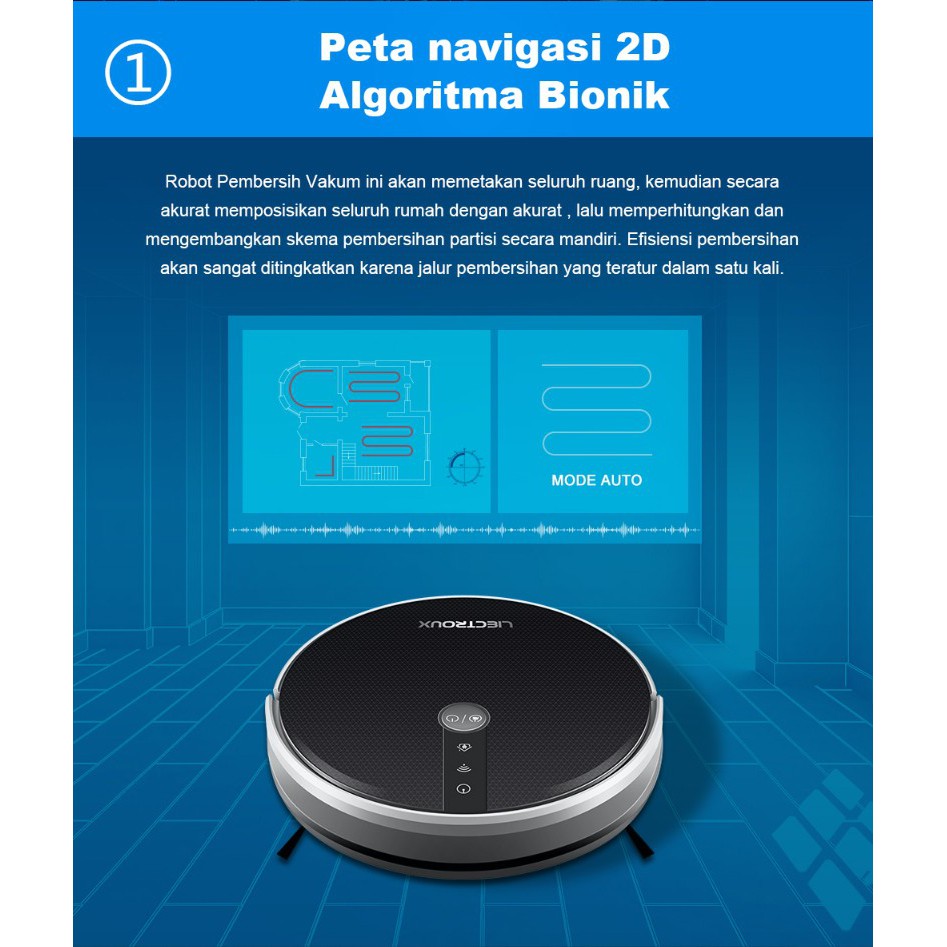 Robot LIECTROUX C30B, Rute Peta AI, Bekerja dengan Alexa dan Asisten Google, Hemat Waktu.