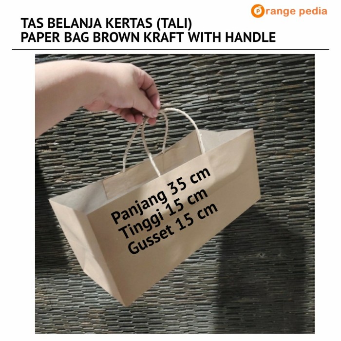 

✨ BISA COD ✨ Tas Belanja Kertas (Tali) uk 15 x 35 x 15 cm - isi 12 pcs - Paper Bag