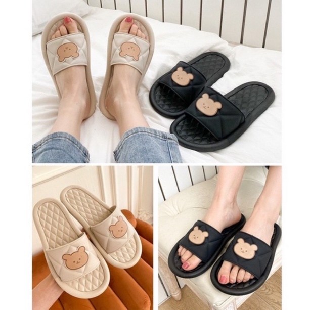 Sandal Jelly Wanita VIRAL !!! Sandal Rumah Hotel Empuk / Sendal Slop Wanita / Sandal Anti Slip / Women Home Sandals / Sandal Tulisan Hello / Sandal Gambar Bear