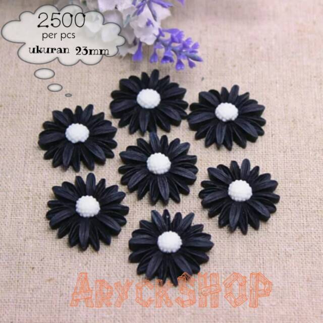 Black sun Flowers Bunga matahari Hitam ukuran 23mm bahan craft deco case bling blink