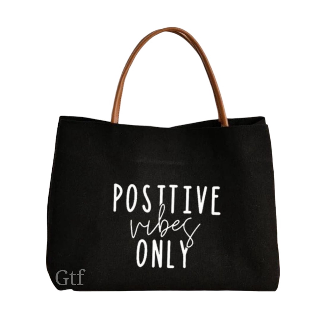 Gtf - Totebag Wanita Lagi Hits Kapasitas Besar Positif Vibe Populer 2024 Murah Best Seller Tote Bag Wanita Perempuan