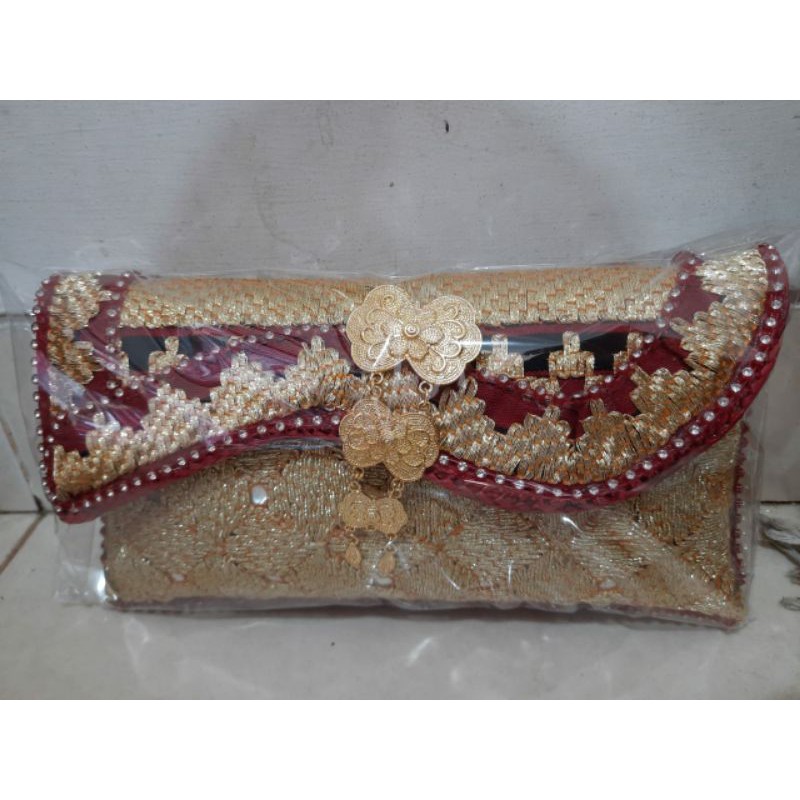 clutch tas pesta wanita asli tapis lampung