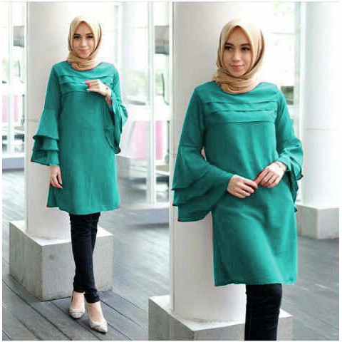 [Tunik Katty varian warna SW] tunik wanita wolly crepe ABU/BABYPINK/MOCCA/TOSCA/HITAM