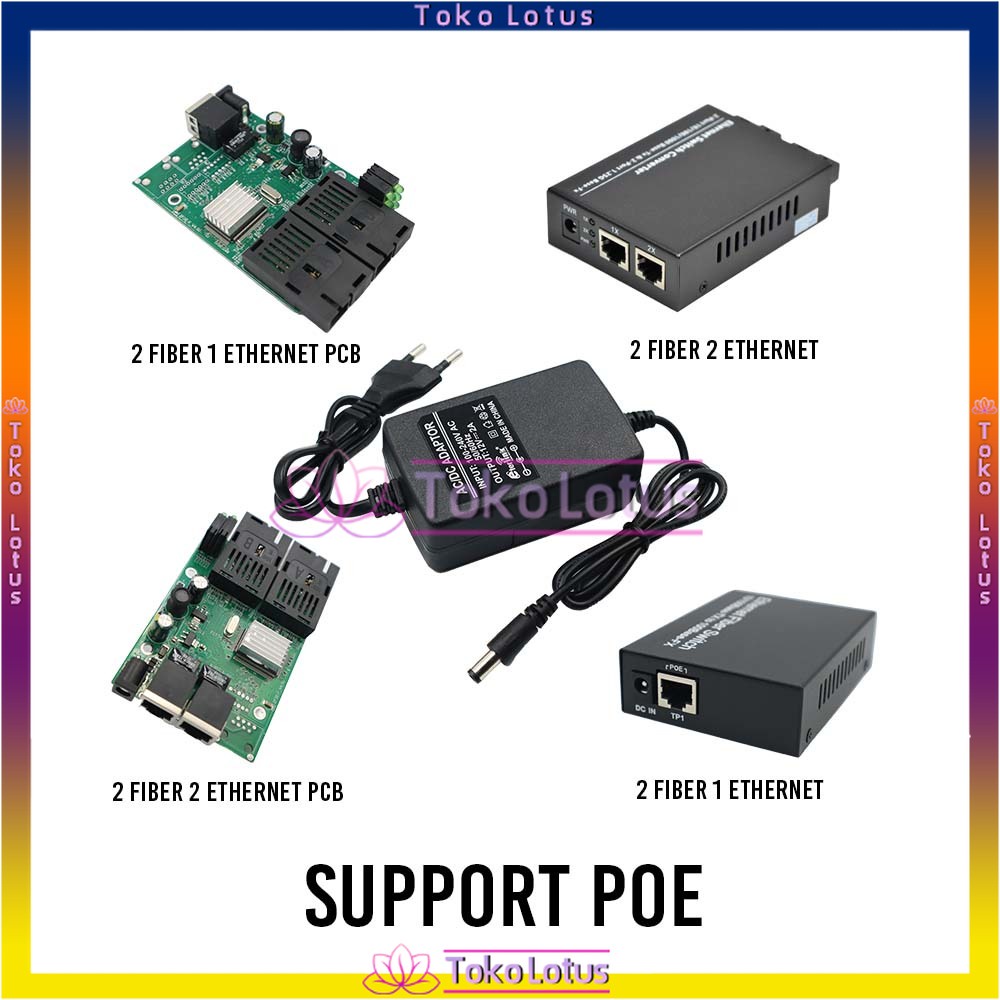 BISA COD - MEDIA CONVERTER 2 FIBER 2 ETHERNET CM2F2E - 2F2E-PCB+Adaptor Atau PCS SAJA