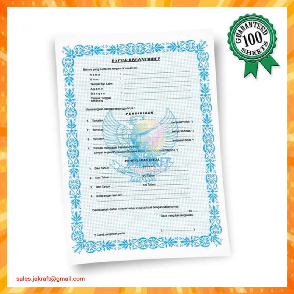 

Kertas Blangko Daftar Riwayat Hidup Isi 100 Lembar Cv Praktis