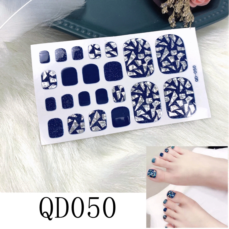 Roselife 22 pcs/set Glitter Adhesive Toe Nail Sticker Full Cover Foot Nail Art Decal