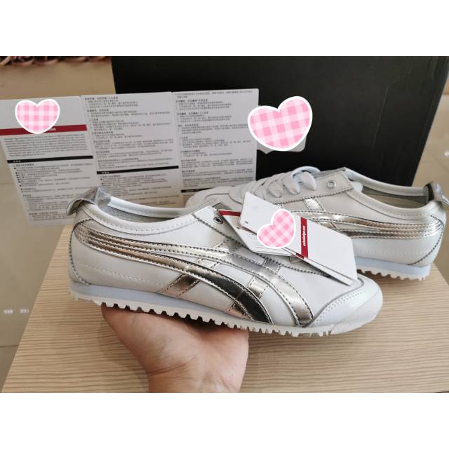 Sepatu Jepang White Silver Leather