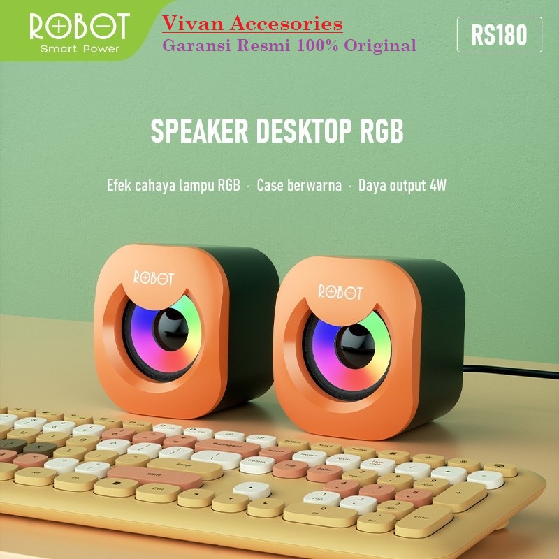 Robot RS180 USB Multimedia Dekstop Speaker Computer Stereo RGB Color