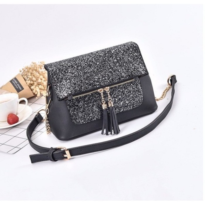 TAS HITAM MINI GEMERLAP IMPORT MENGKILAT KEREN MEWAH PESTA PARTY CEWEK
