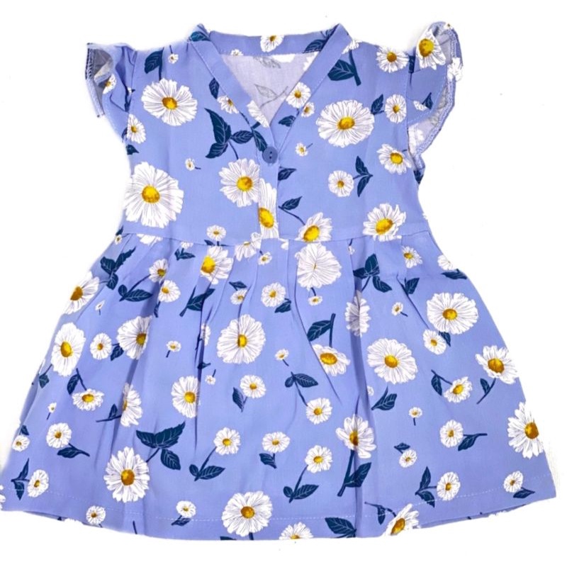 Dress Rayon Anak Bayi Perempuan / Dress Rayon Bayi / Daster Bayi / Daster Anak Perempuan / Dress Anak Termurah / Dress Bayi Termurah / Baju Bayi Terlaris / Baju Anak Terlaris / Pakaian Anak Murah / Pakaian Bayi Murah-Blue Flower💙