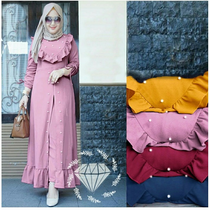 SPESIAL ATASAN PAKAIAN WANITA MUSLIM GAUN SETELAN Baju Setelan wanita mirabel waffle 2in1 dusty stel