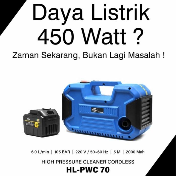 Cleaner Jet Cleaner Cordless Baterai H&L Mesin Steam Hl Pwc-70 + 2 Battery