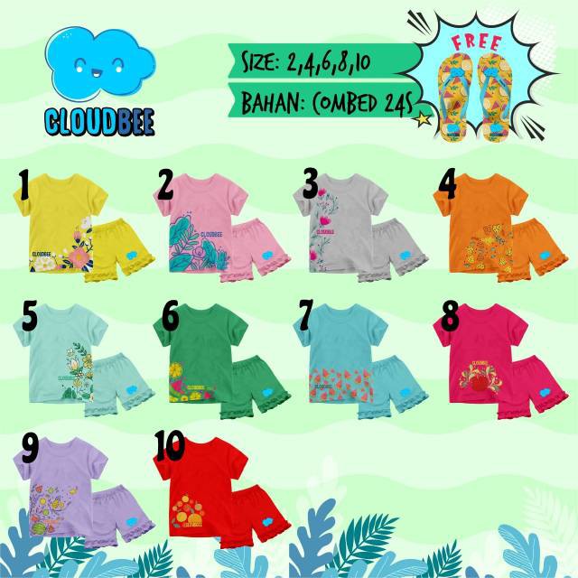 setelan cloudbee free sandal flip flop fresh