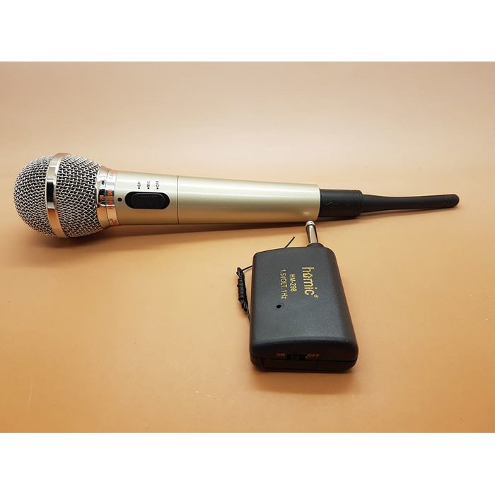 Microphone Single Wireless HOMIC HM-298 ( MIC bahan METAL ) original Bisa kabel dan wireless