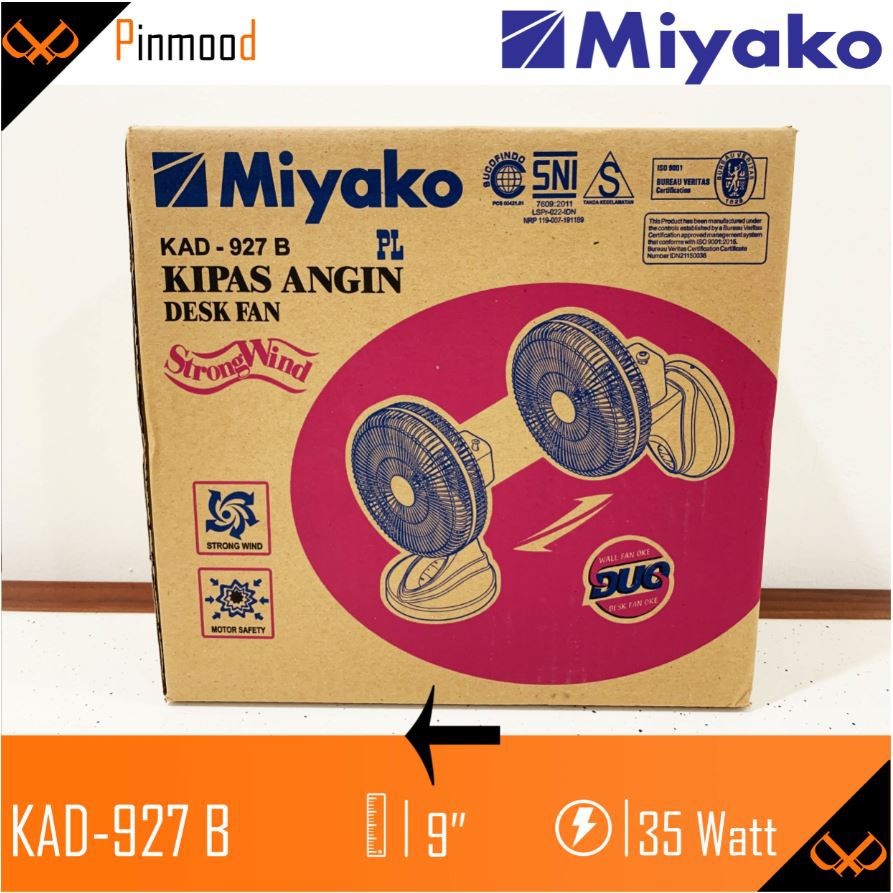 MIYAKO KAD-927 B / PL KIPAS ANGIN MEJA KECIL / DESK MINI FAN [ 9&quot; ] MURAH ANGIN KENCANG LOW WATT TURBO