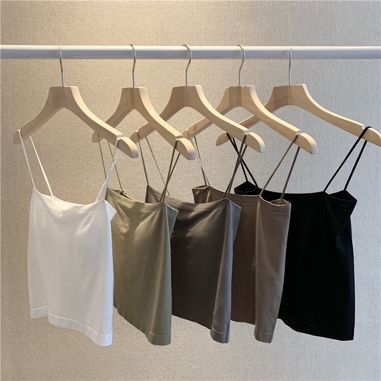 MOO B513 Tanktop Bra With Cup Tank top Basic Wanita Square spaghetti Crop top COD