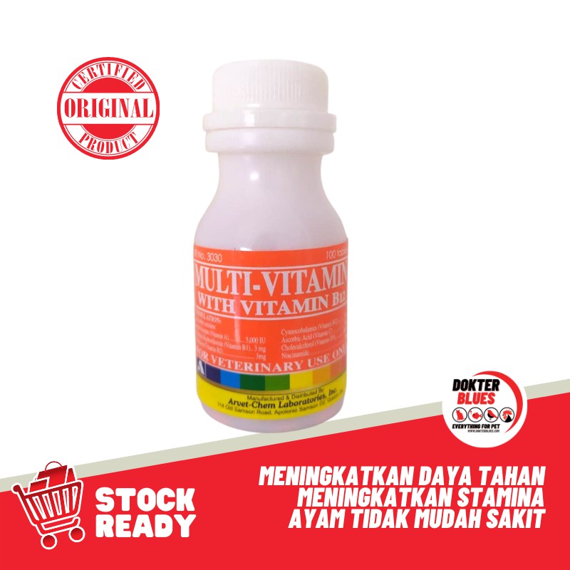 Multivitamin Ayam Filipin Lactate Vitamin Nafsu Makan Arvet-Chem 100 Tablet