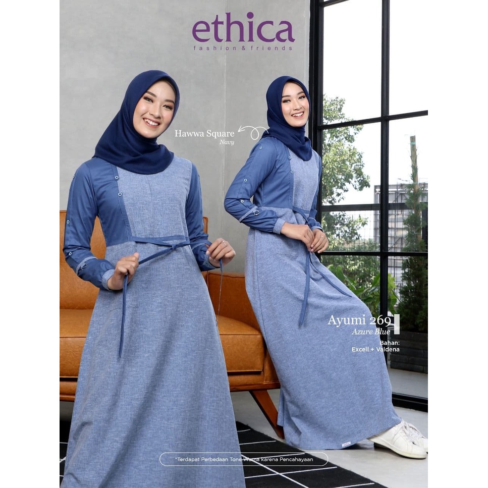 GAMIS SAJA ETHICA ORIGINAL AYUMI 269 AZURE BLUE AYUMI 269 SANDSHELL (DO) GAMIS DEWASA GAMIS KEREN GA