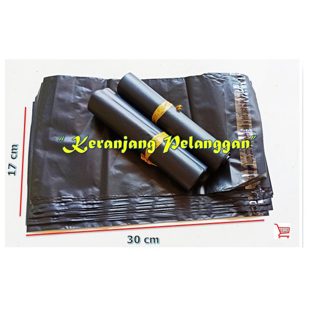 

Polymailer 17x30 warna Hitam Glossy Tebal/plastik olshop/packing
