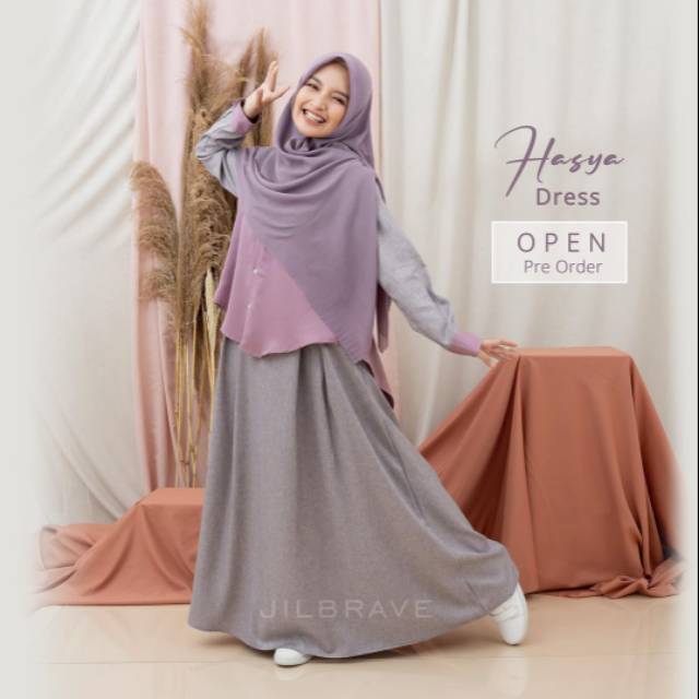 GRADE B SALE ori Jilbrave Gamis Hasya Dress Amethyst dan Ruby Katun madinah