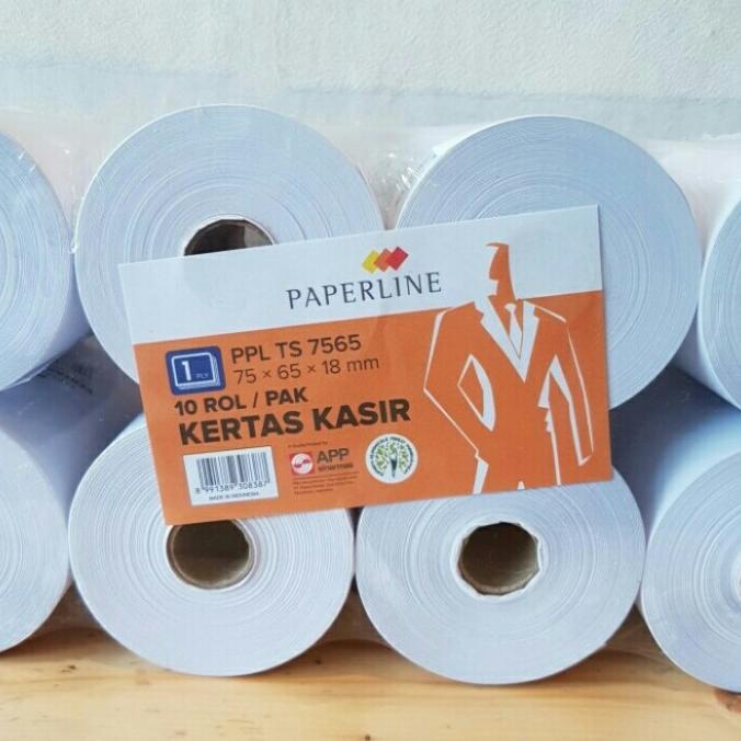 

Kertas Kasir/Struk/Paper Roll TS 75 mm x 65 mm x 18 mm Paperline. Star Seller Termurah