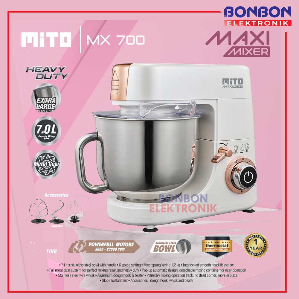 Mito Stand Mixer MX-700 / MX700 Stainless Bowl Mixer 7L