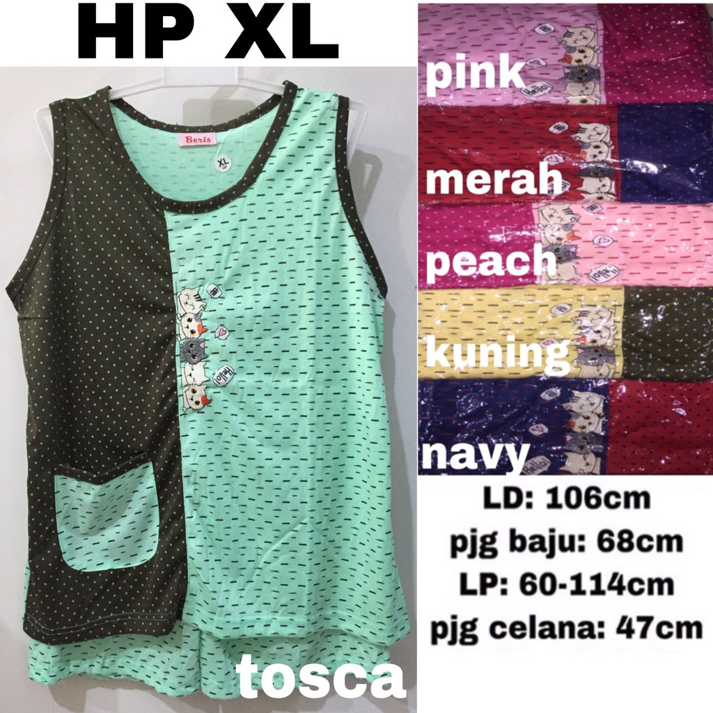 BAJU TIDUR BERIS HP XL - hello cats