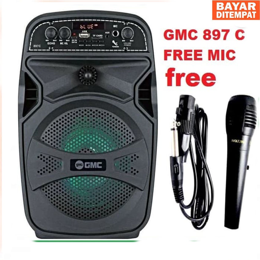 Speaker Aktif Portable GMC 897C 6inc Bluetooth Super  Bass  FREE MIC ( PENGIRIMAN KHUSUS PULAU JAWA)