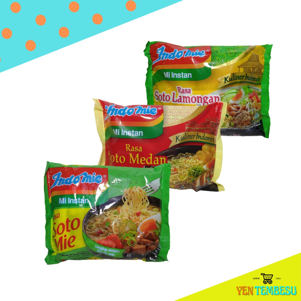 

Indomie Mi Instan Rasa Soto Mie 70g, Soto Medan 70g, dan Soto Lamongan 80g