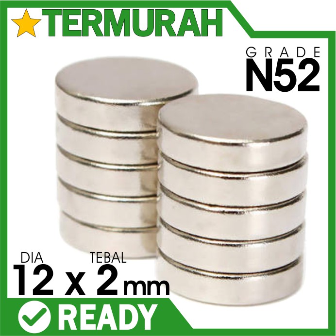 neodymium magnet neodimium neomidium coin koin bulat 12x2mm 12mm tebal 2mm // Magnet n52 1 pcs
