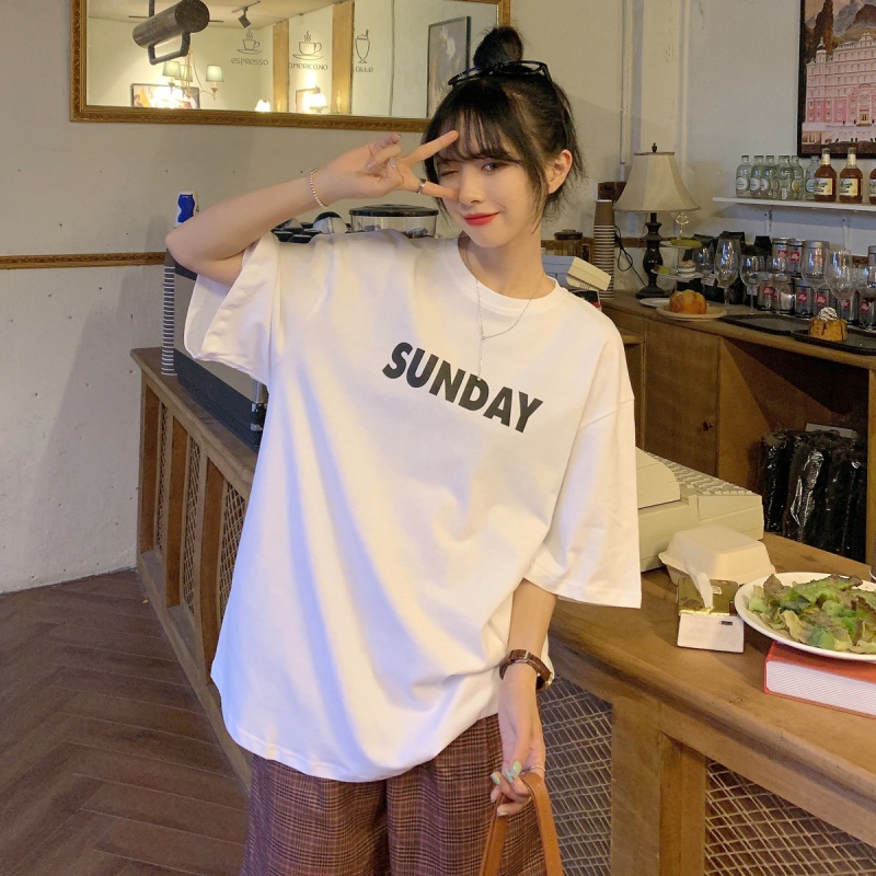 kaos atasan wanita/T-shirt fashion impo/baju cewe oversize/SUNDAY KAOS(realpict)