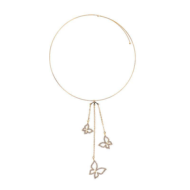Anting Stud Desain Kupu-Kupu Aksen Berlian