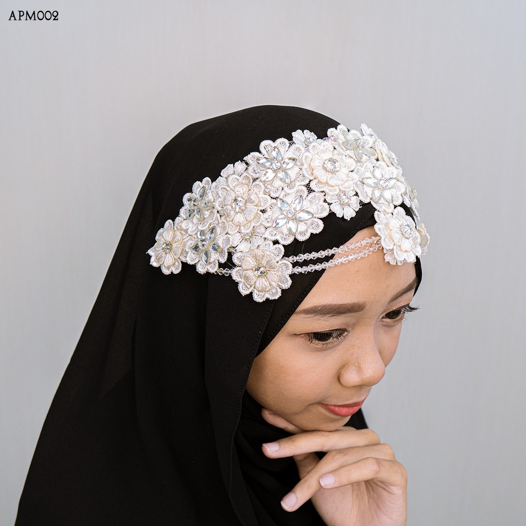 [READY STOCK] TIARA PENGANTIN AKSESORIS WANITA BUNGA LACE PUTIH APM002