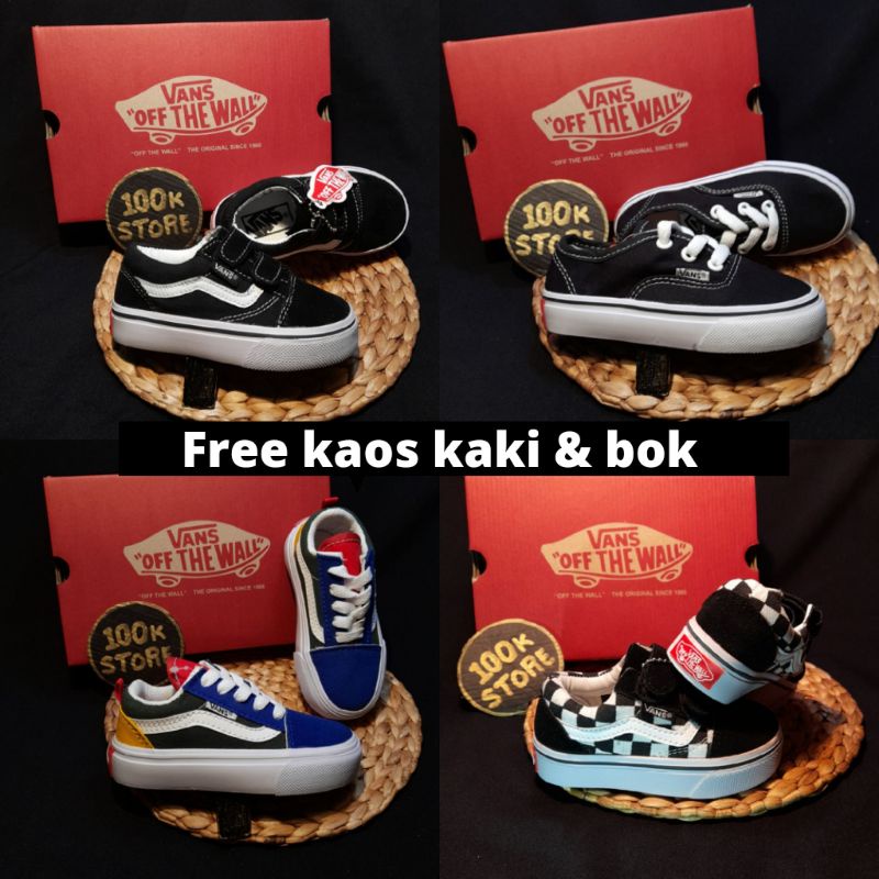 Vans anak sneakers kids laki laki dan perempuan size dari 16 s/d 35 include bok free kaos kaki