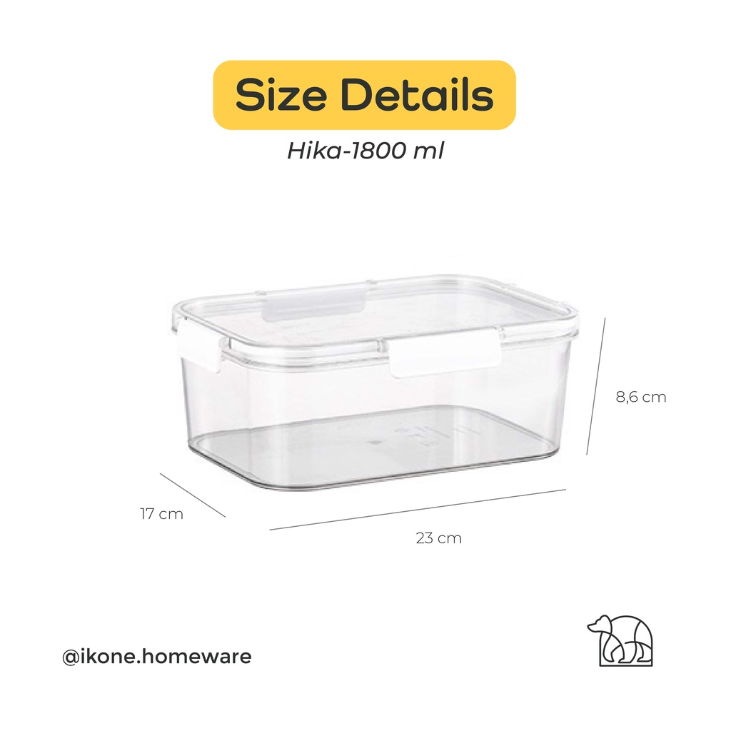 【IKONE】HIKA Kontainer Makanan Stackable Tempat Penyimpanan Makanan Serbaguna Kedap Udara Food Storage Box Tempat Penyimpanan Kulkas Sayur Buah Daging Tupperware Kotak Bening Kulkas Lemari Dapur Food Organizer