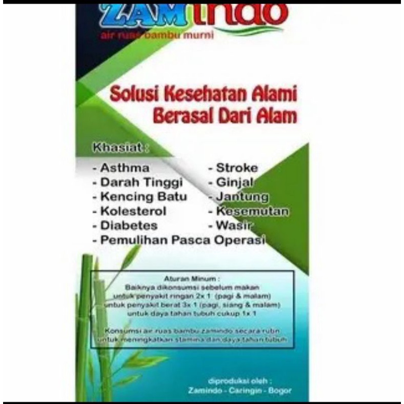 Zamindo Air Ruas Bambu Murni Asli Herbal Indonesia