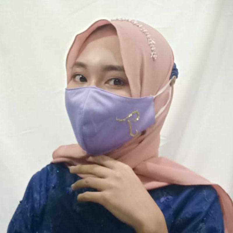 Masker inisial payet premium | masker akad nikah pesta party wedding pengantin ijab qobul