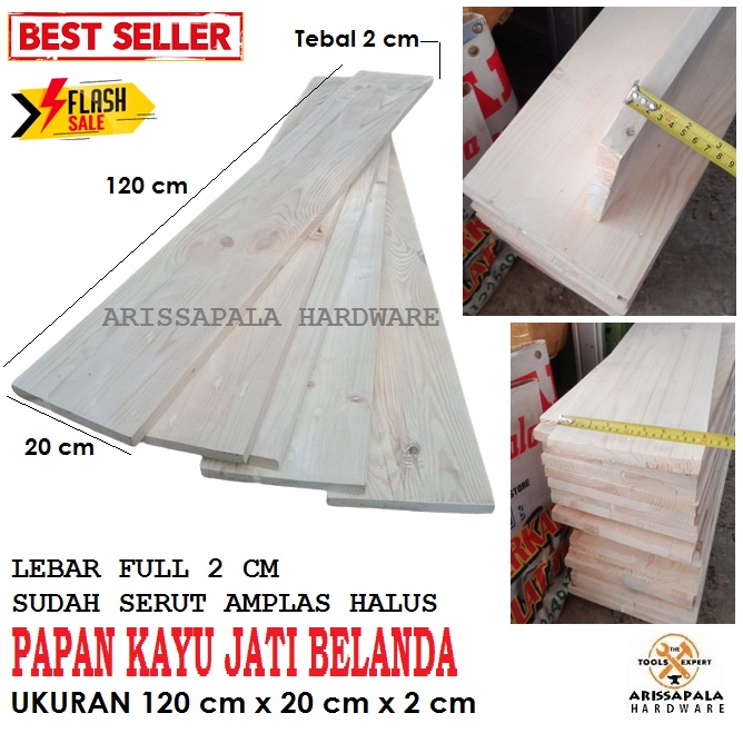 Papan Jati Belanda Panjang 120cm lebar 20cm/Papan Kayu Ambalan/Jati belanda Amplas halus