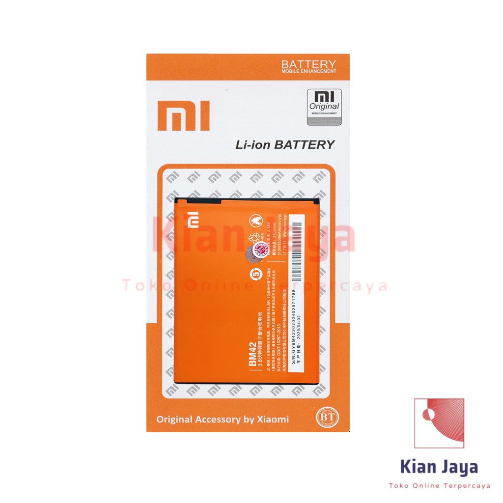 Baterai Xiaomi Redmi Note BM42 Original OEM Batre Batrai Battery HP BM 42 Ori