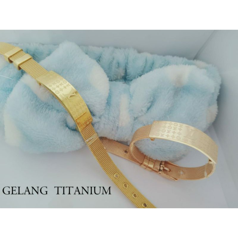 Fourfashion Gelang Tangan Titanium Motif Jam LV Premium S136