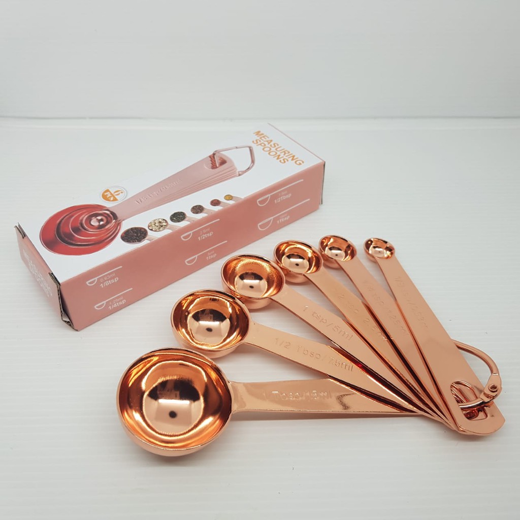 sendok takar stainless full rosegold ukuran ml dan gr measuring spoon