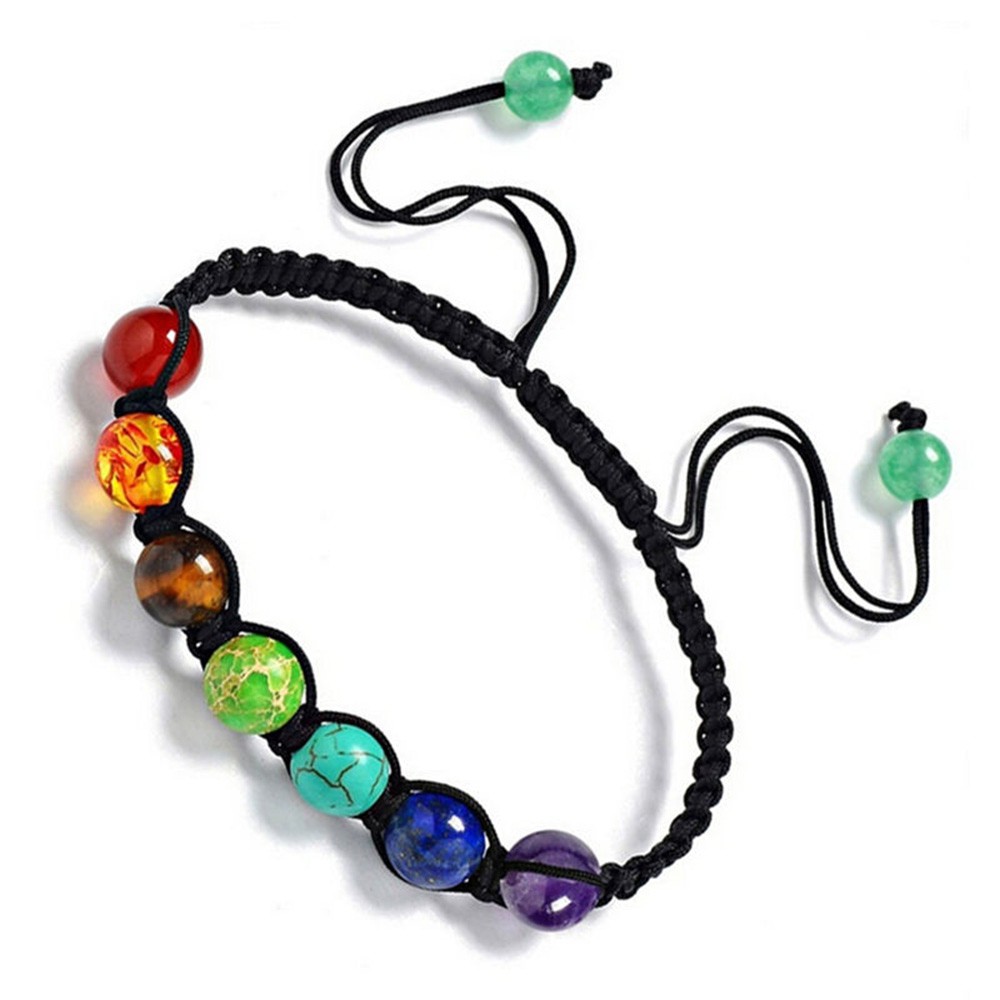 【COD Tangding】1 Pc Gelang Manik-Manik 7 Chakra Healing Balance Untuk Yoga