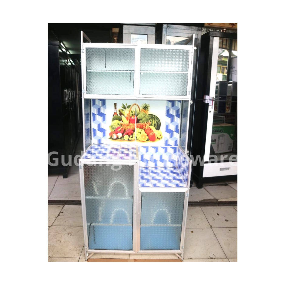 Rak Piring Kaca 2Pintu Magic Com Gambar  | Rak Piring Gambar | Rak piring Modern | Lemari Piring | L