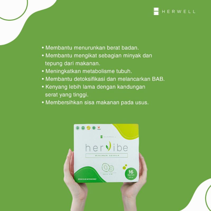 Herwell 1 box Herslim hervibe Herlean susu coklat untuk diet meal replacement Minuman diet fiber drink supplemen tinggi greentea slimming slim BPOM Halal Original HERWELL HERLEAN HERVIBE HER WELL HER SLIM HERSLIM HER VIBE HER LEAN