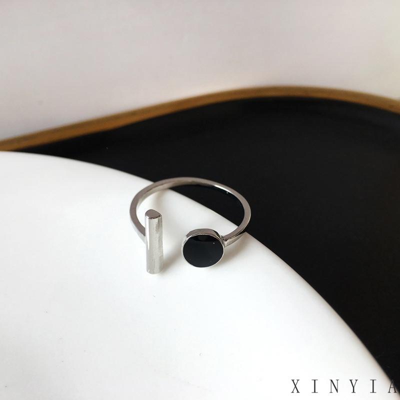 【COD】Cincin Jari Telunjuk Model Terbuka Desain Bulat Warna Hitam