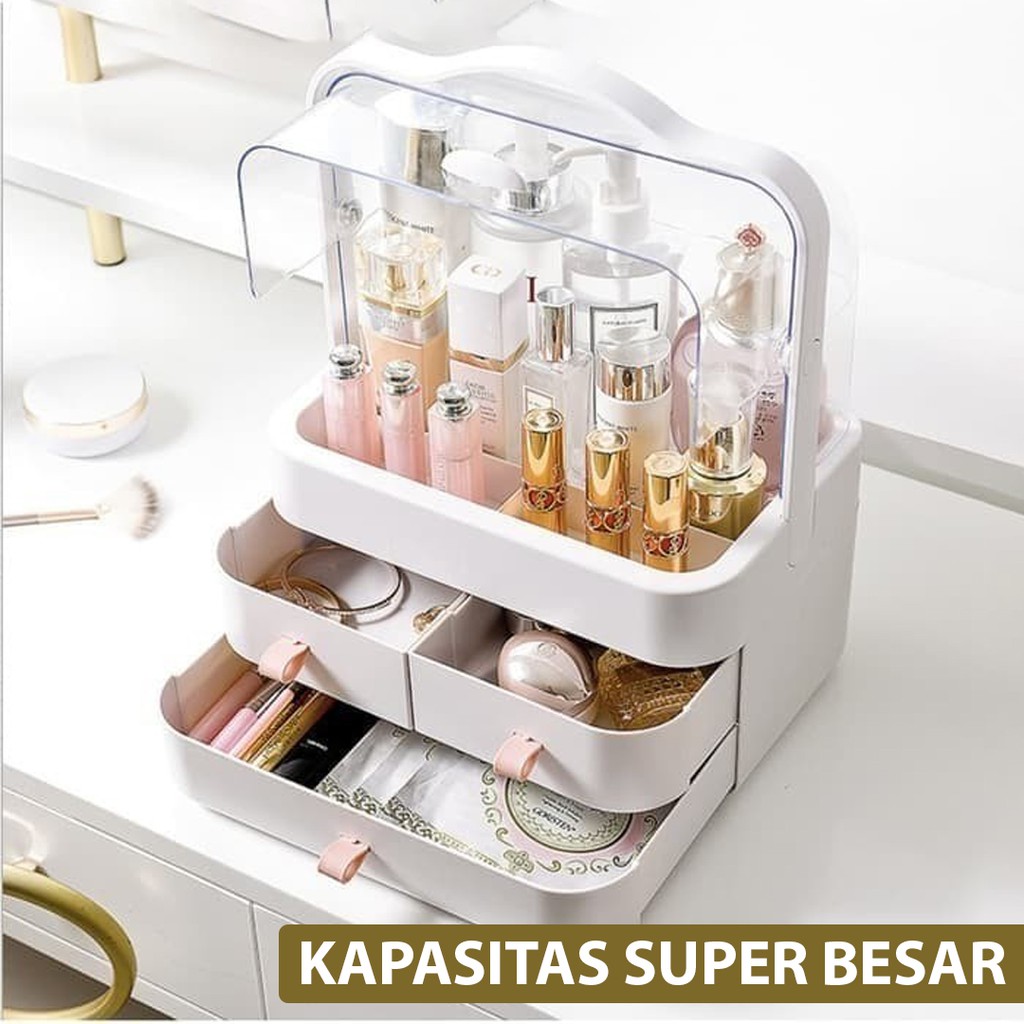 ERK Rak Kosmetik Portable Kotak Make up Storage Organizer Anti Air Tempat Penyimpanan Kosmetik