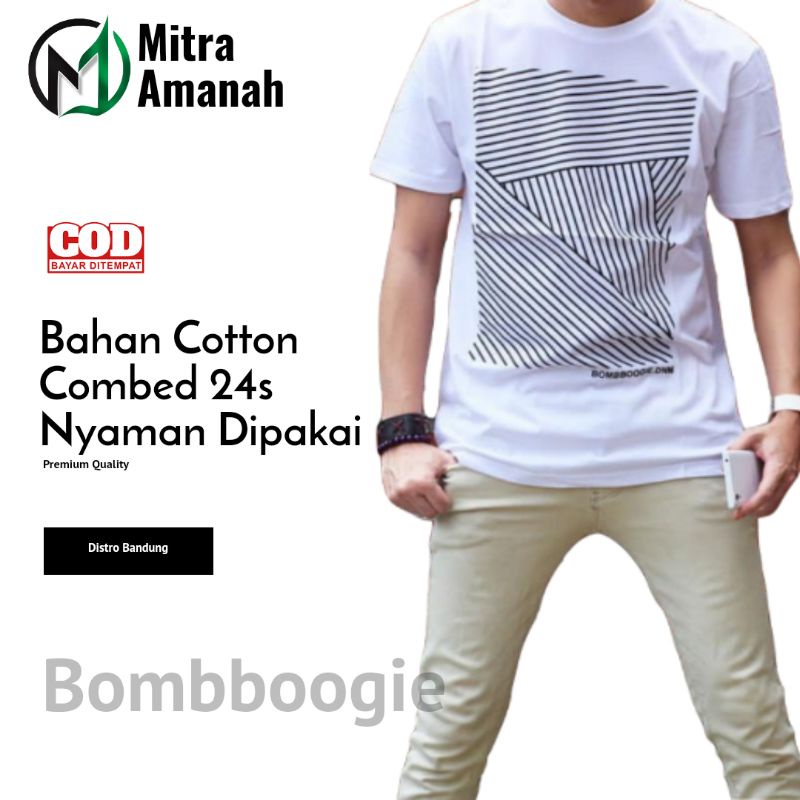 BAJU KAOS TSHIRT T-SHIRT DISTRO FASHION PRIA COWOK LAKI-LAKI DEWASA BOMBOOGIE BOOMBOGIE BOMBOGIE BOM