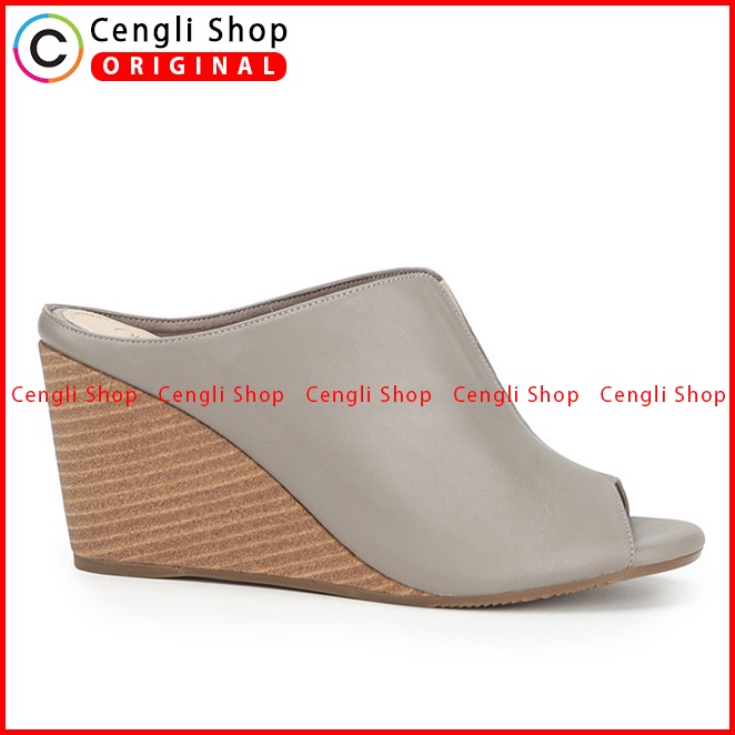 SANDAL WEDGES KULIT HUSH PUPPIES WANITA ORIGINAL TERBARU ABU-ABU HW27