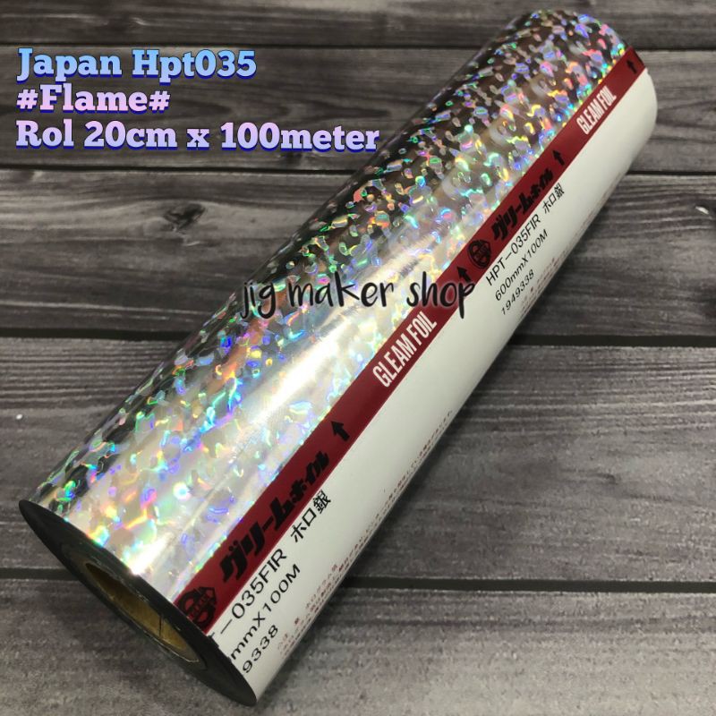 hologram hot stamping foil metal jig lure, GLEAM/ JAPAN ORIGINAL, Rol 20cm x 100meter- Hpt035 Flame