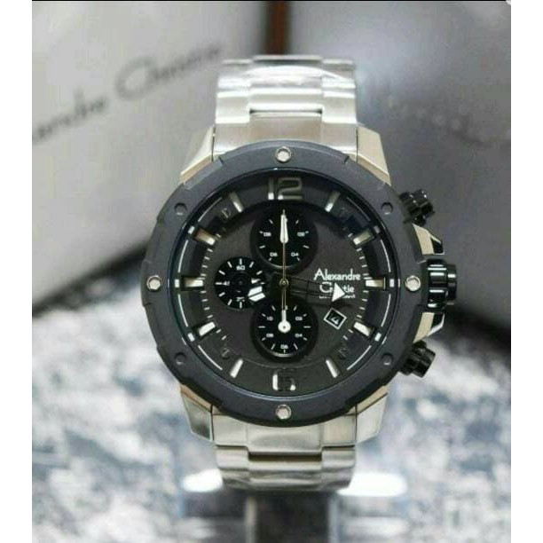 JAM TANGAN PRIA WANITA   ALEXANDRE CHRISTIE AC6410 MC / AC 6410 MC MAN SILVER BLACK